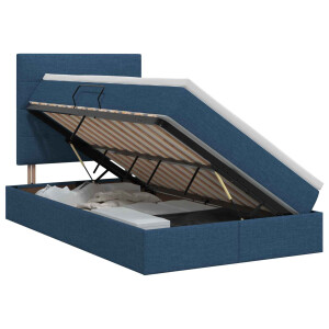 vidaXL Opslag bed met matras met hoofdeinde Blauw 120 x 200 cm Stof