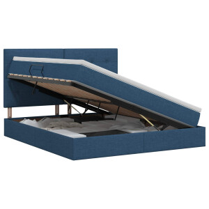 vidaXL Opslag bed met matras met hoofdeinde Blauw 140 x 200 cm Stof