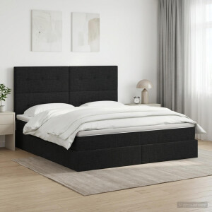 vidaXL Opslag bed met matras met hoofdeinde Zwart 160 x 200 cm Stof