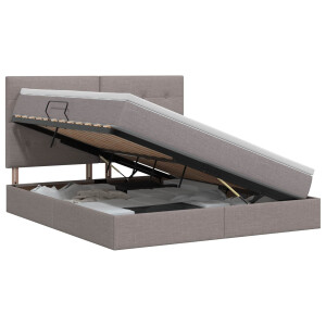 vidaXL Opslag bed met matras met hoofdeinde Taupe 180 x 200 cm Stof