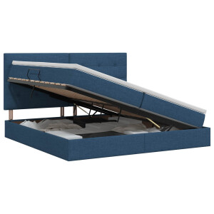 vidaXL Opslag bed met matras met hoofdeinde Blauw 200 x 200 cm Stof