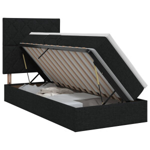 vidaXL Opslag bed met matras met hoofdeinde Zwart 100 x 200 cm Stof