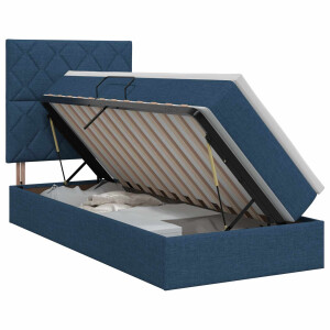 vidaXL Opslag bed met matras met hoofdeinde Blauw 100 x 200 cm Stof