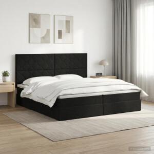 vidaXL Opslag bed met matras met hoofdeinde Zwart 200 x 200 cm Stof