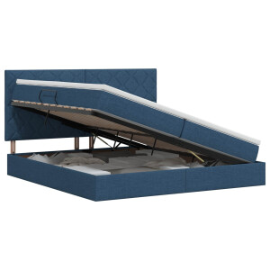 vidaXL Opslag bed met matras met hoofdeinde Blauw 200 x 200 cm Stof