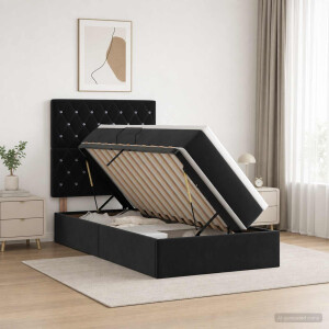 vidaXL LED Opslagbed met Matras Zwart 100 x 200 cm Fluweel