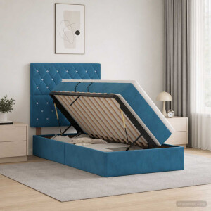 vidaXL Opslag bed met matras Donkerblauw 100 x 200 cm Fluweel