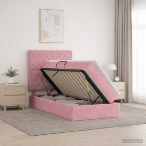 vidaXL LED Opslagbed met Matras Roze 90 x 200 cm Fluweel