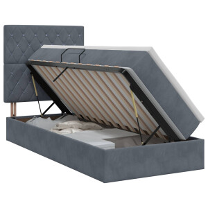 vidaXL Opslag bed met matras Donkergrijs 90 x 200 cm Fluweel