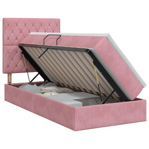 vidaXL Opslag bed met matras met hoofdeinde Roze 100 x 200 cm Fluweel