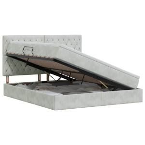 vidaXL Opslag bed met matras Lichtgrijs 140 x 200 cm Fluweel