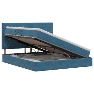 vidaXL Opslag bed met matras Donkerblauw 140 x 200 cm Fluweel