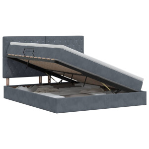 vidaXL Opslag bed met matras Donkergrijs 160 x 200 cm Fluweel