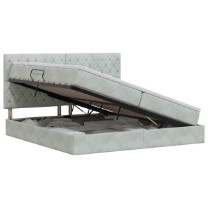 vidaXL Opslag bed met matras Lichtgrijs 200 x 200 cm Fluweel