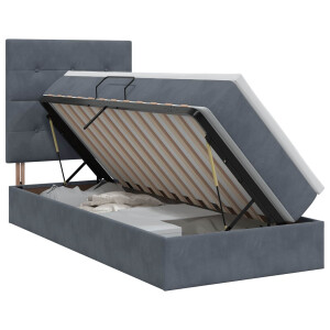 vidaXL Opslag bed met matras Donkergrijs 90 x 200 cm Fluweel