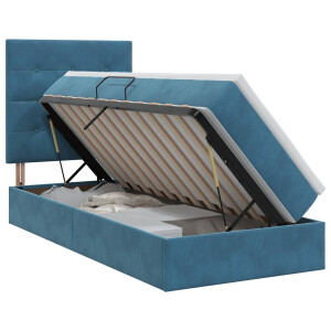 vidaXL Opslag bed met matras Donkerblauw 100 x 200 cm Fluweel
