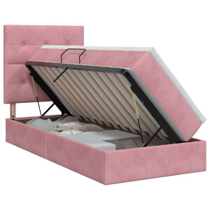 vidaXL Opslag bed met matras met hoofdeinde Roze 100 x 200 cm Fluweel