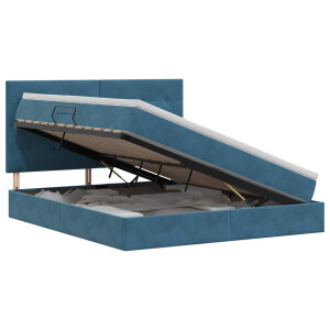 vidaXL Opslag bed met matras Donkerblauw 140 x 200 cm Fluweel