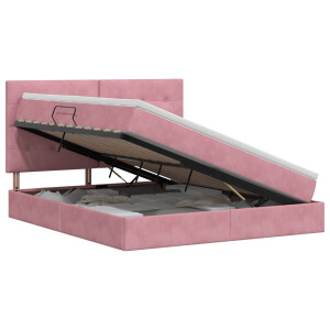 vidaXL Opslag bed met matras met hoofdeinde Roze 140 x 200 cm Fluweel