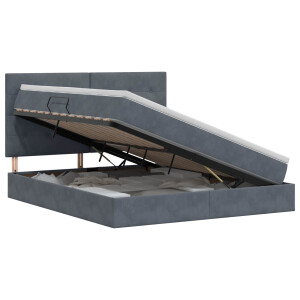vidaXL Opslag bed met matras Donkergrijs 160 x 200 cm Fluweel