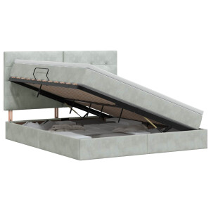 vidaXL Opslag bed met matras Lichtgrijs 180 x 200 cm Fluweel