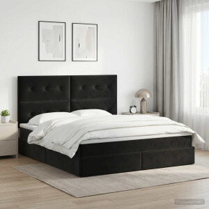 vidaXL Opslag bed met matras met hoofdeinde Zwart 140 x 190 cm Fluweel