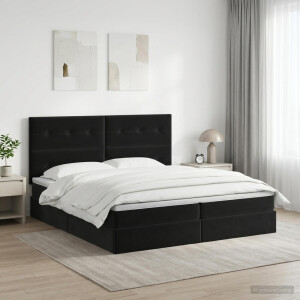 vidaXL Opslag bed met matras met hoofdeinde Zwart 200 x 200 cm Fluweel