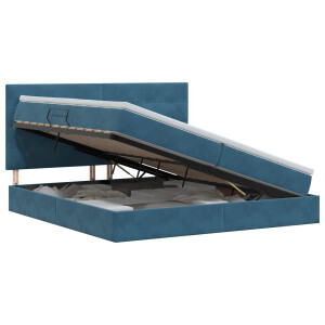 vidaXL Opslag bed met matras Donkerblauw 200 x 200 cm Fluweel