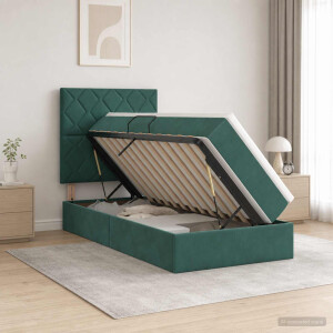 vidaXL Opslag bed met matras Donkergroen 90 x 200 cm Fluweel