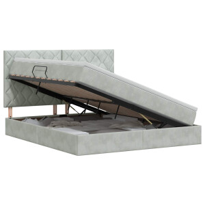 vidaXL Opslag bed met matras Lichtgrijs 140 x 190 cm Fluweel