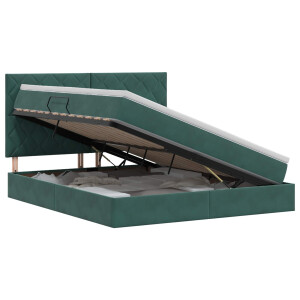 vidaXL Opslag bed met matras Donkergroen 140 x 200 cm Fluweel
