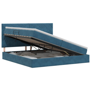vidaXL Opslag bed met matras Donkerblauw 200 x 200 cm Fluweel