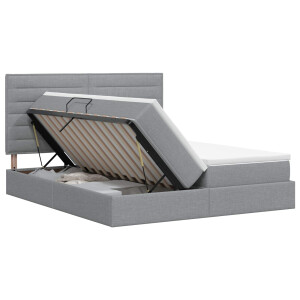 vidaXL Opslag bed met hoofdeinde Lichtgrijs 200 x 200 cm Stof