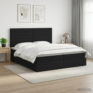 vidaXL Opslag bed met hoofdeinde met opslag Zwart 180 x 200 cm Stof