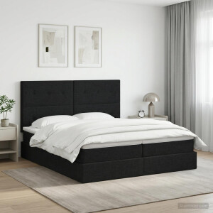 vidaXL Opslag bed met hoofdeinde met opslag Zwart 180 x 200 cm Stof