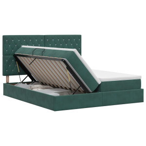 vidaXL Opslag bed met hoofdeinde Donkergroen 200 x 200 cm Fluweel