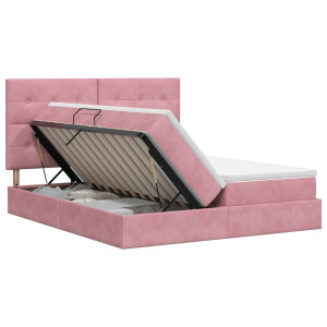 vidaXL Opslag bed met hoofdeinde met opslag Roze 180 x 200 cm Fluweel