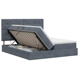 vidaXL Opslag bed met hoofdeinde Donkergrijs 200 x 200 cm Fluweel