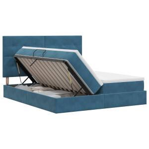vidaXL Opslag bed met hoofdeinde Donkerblauw 200 x 200 cm Fluweel