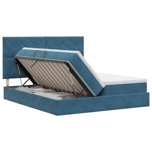 vidaXL Opslag bed met hoofdeinde Donkerblauw 200 x 200 cm Fluweel