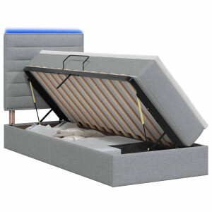 vidaXL LED Opslagbed met Matras Lichtgrijs 100 x 200 cm Stof