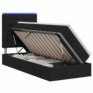 vidaXL LED Opslagbed met Matras Zwart 100 x 200 cm Stof