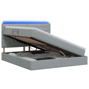 vidaXL LED Opslagbed met Matras Lichtgrijs 140 x 190 cm Stof