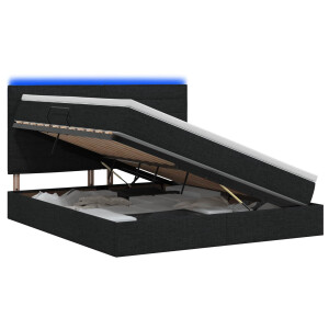 vidaXL LED Opslagbed met Matras Zwart 140 x 200 cm Stof