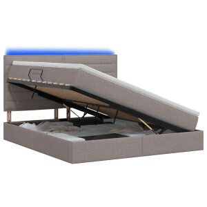 vidaXL LED Opslagbed met Matras Taupe 140 x 200 cm Stof