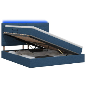 vidaXL LED Opslagbed met Matras Blauw 180 x 200 cm Stof