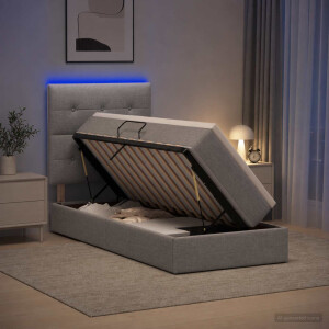 vidaXL LED Opslagbed met Matras Lichtgrijs 100 x 200 cm Stof