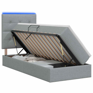 vidaXL LED Opslagbed met Matras Lichtgrijs 90 x 190 cm Stof