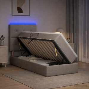 vidaXL LED Opslagbed met Matras Taupe 100 x 200 cm Stof