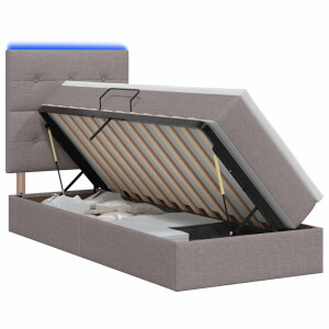 vidaXL LED Opslagbed met Matras Taupe 90 x 200 cm Stof
